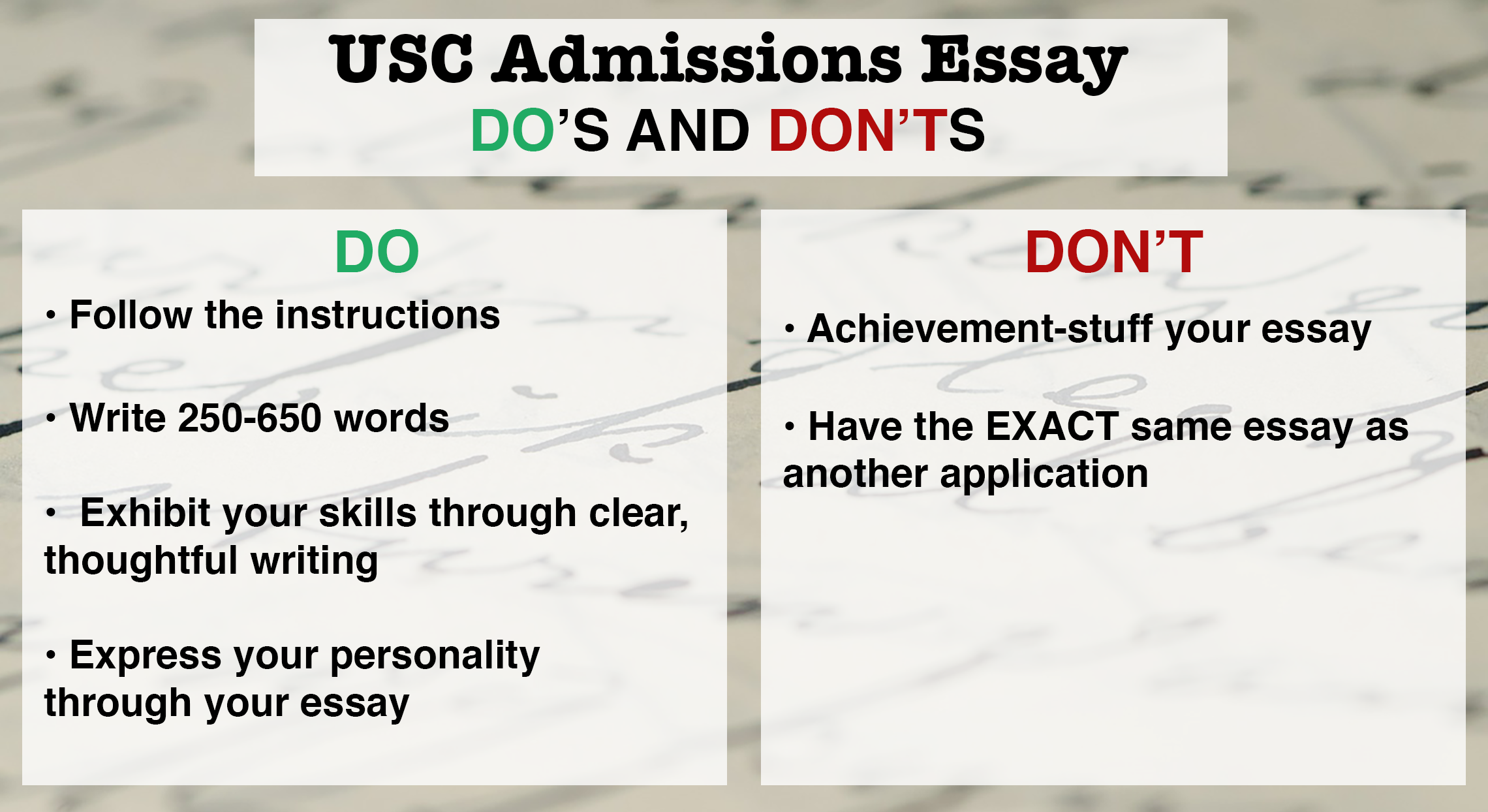 usc columbia application essays for colleges