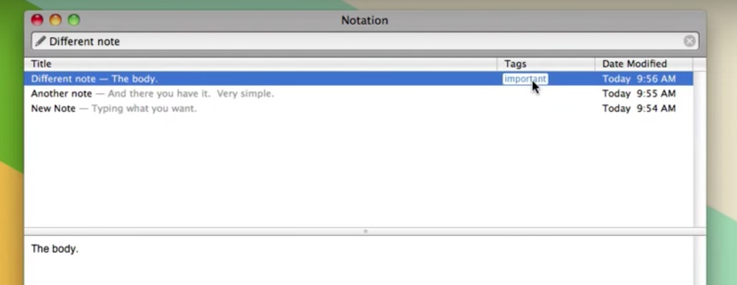 notational velocity search within note