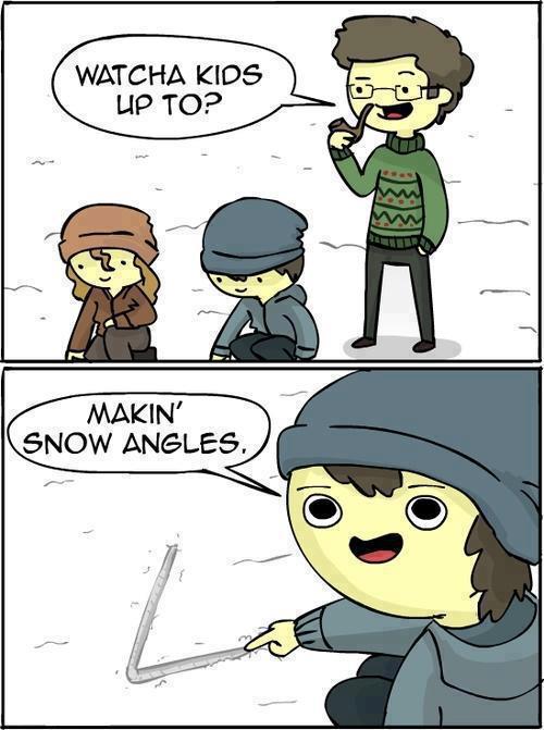 haciendo bromas sobre ángulos de nieve