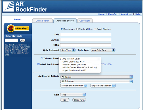 ar book finder interests