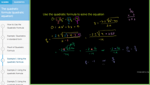 Example of the Quadratic Formula - free online math tutoring tool.