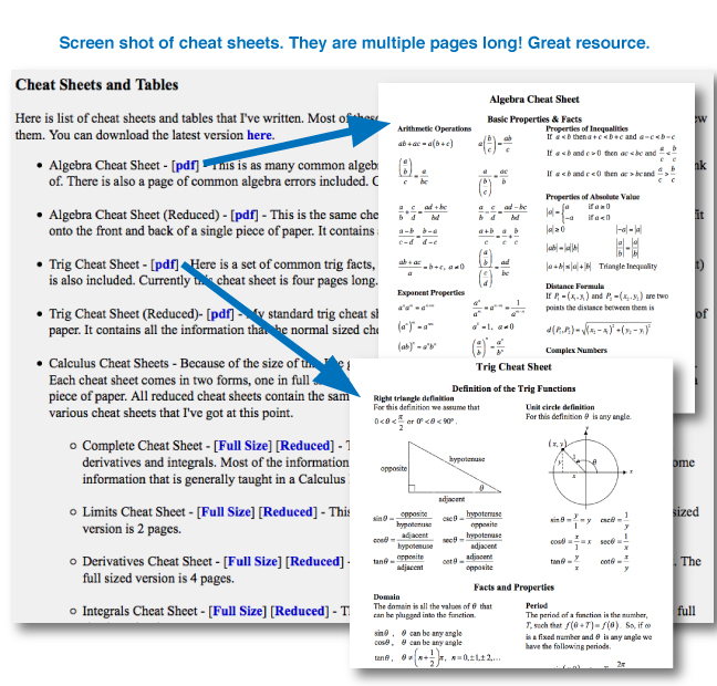 top 10 math website paul's notes cheat sheets