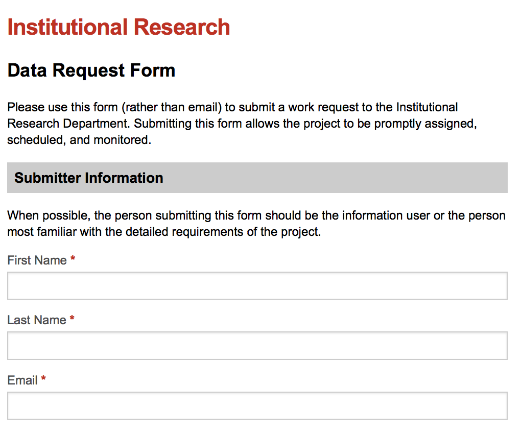 Institutional Research Form