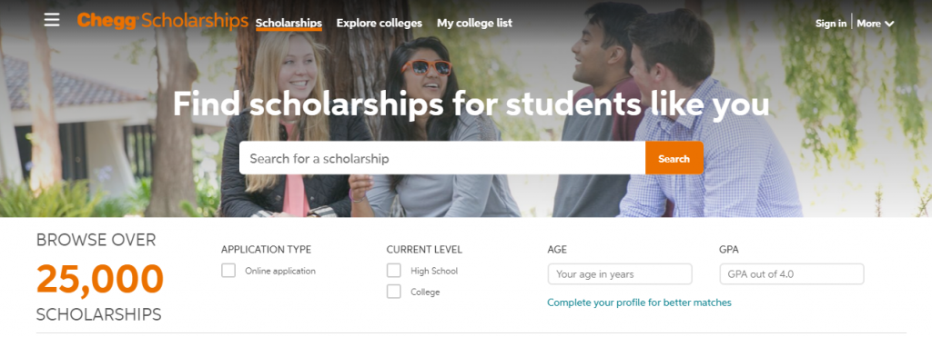 college website for high school students