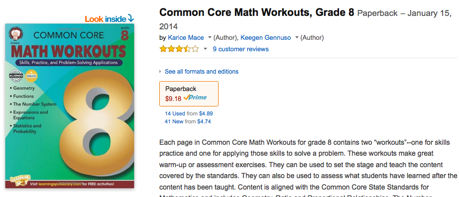 common core 8th grade math workbook