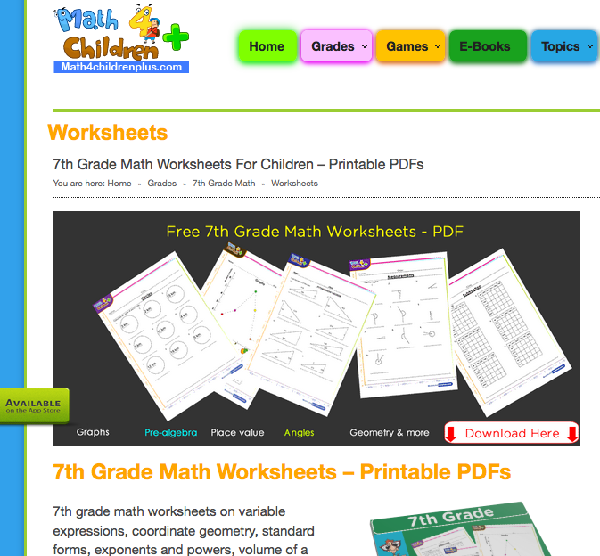 7th Grade Math Worksheets Problems Games And More