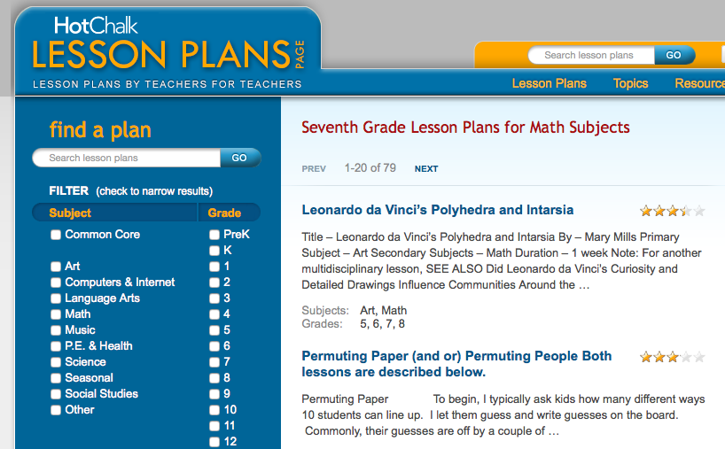 7th grade math lesson plans