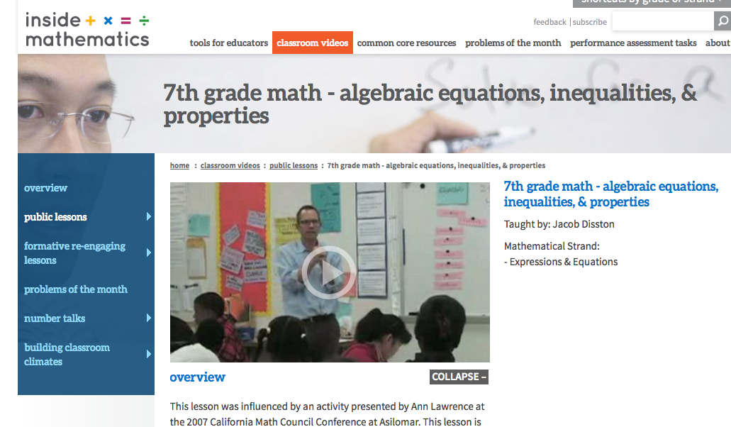 7th grade math classroom video lesson