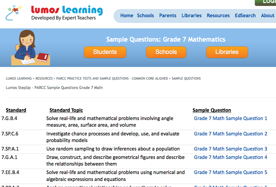 7th grade math lumos learning example problems