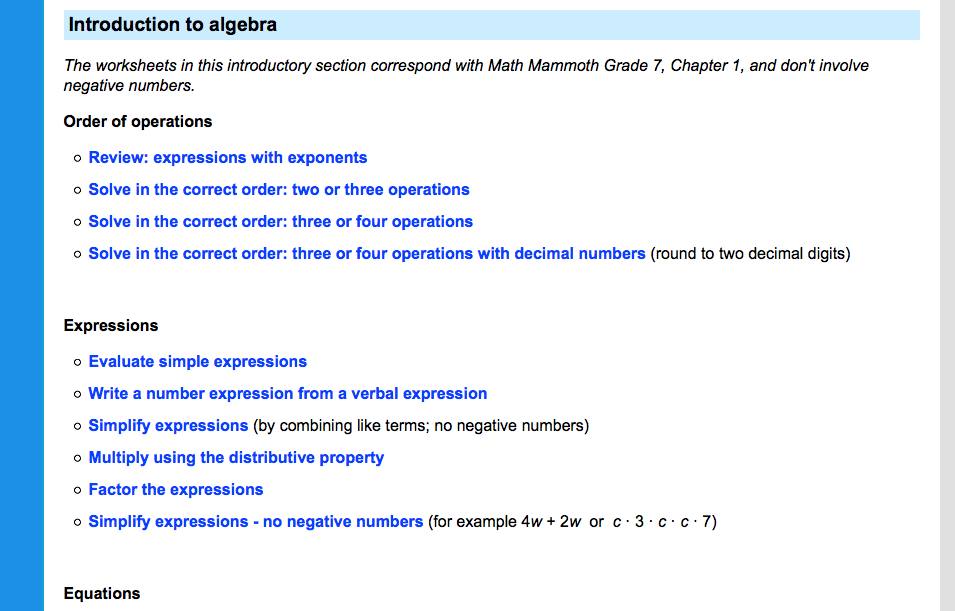 7th grade printable math worksheets