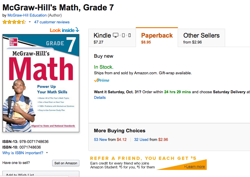 McGraw Hill 7th grade math workbook