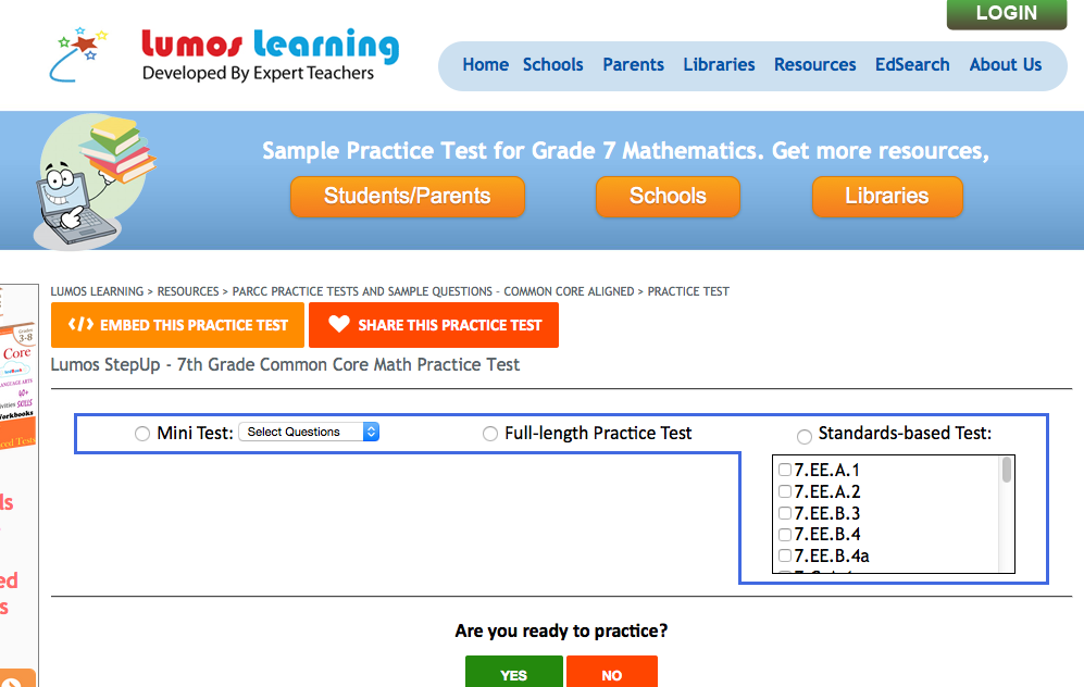 lumos learning free online 7th grade math practice test customizable