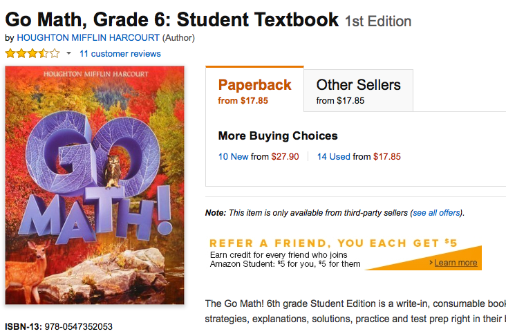 6th grade math textbook common core standards