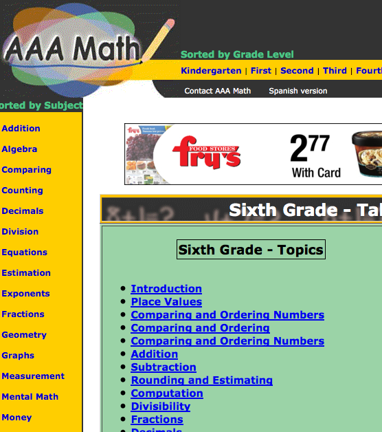 AAAmath 6th grade lesson plans