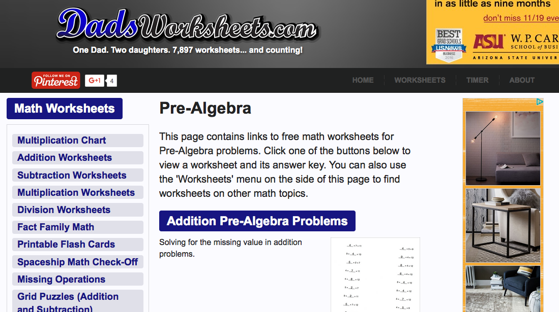 pre-algebra worksheets