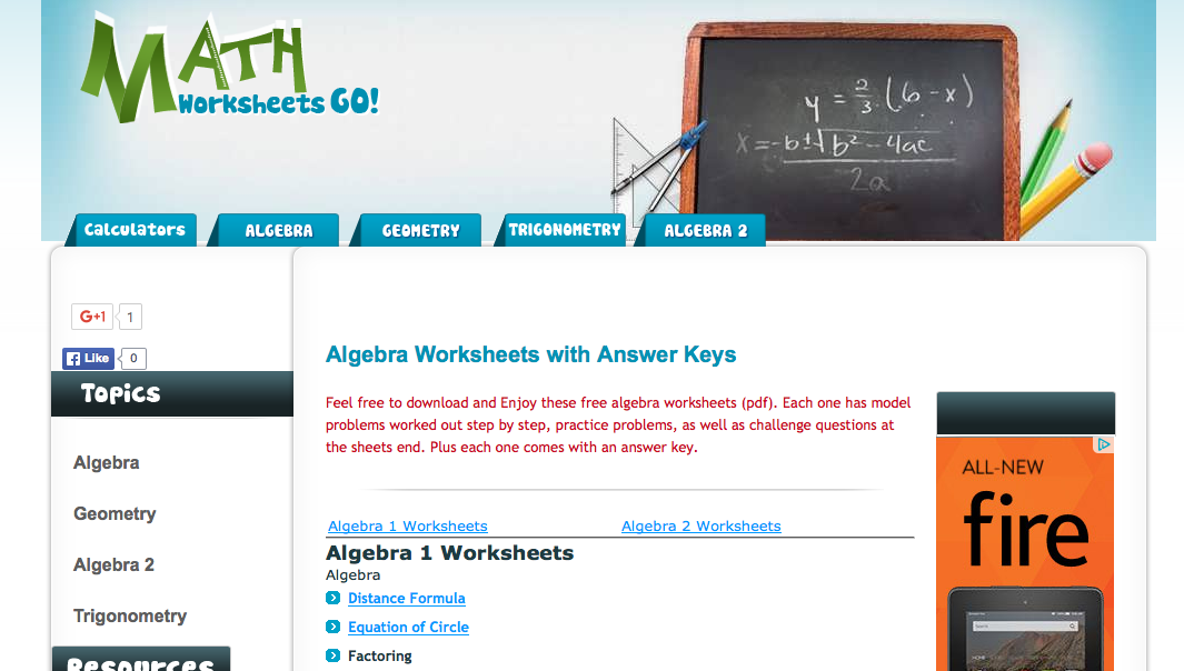 Top 6 Algebra I Worksheets Student Tutor Education Blog