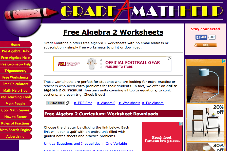 algebra 2 worksheets