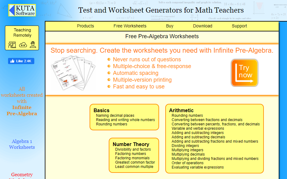 top 17 pre algebra worksheets free and printable