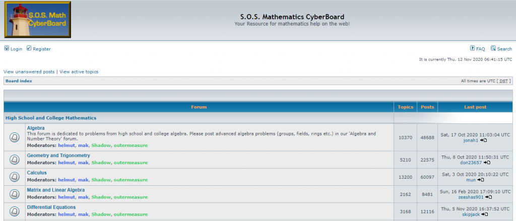 S.O.S. Mathematics CyberBoard